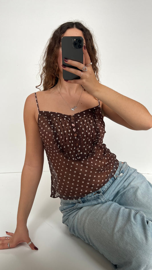 00s brown polka dot cami- size S