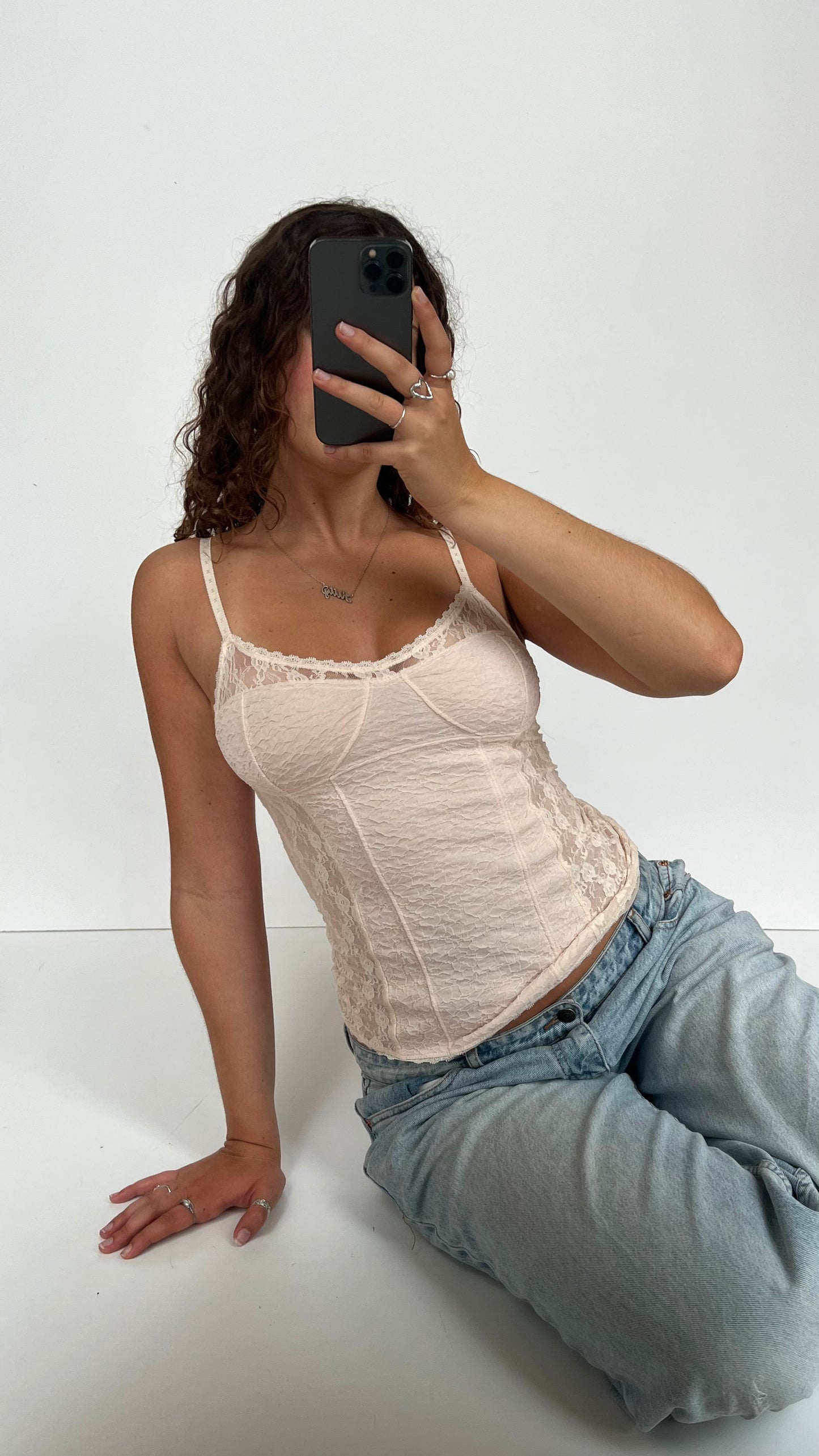 00s cream lace cami- size M