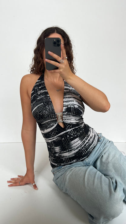 00s black diamanté cami- size M