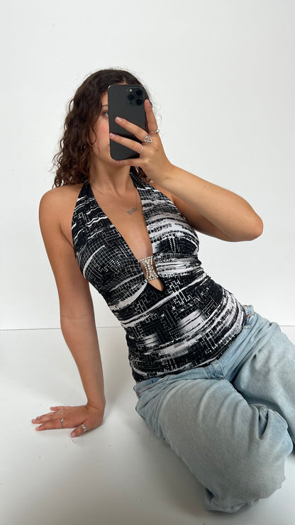 00s black diamanté cami- size M