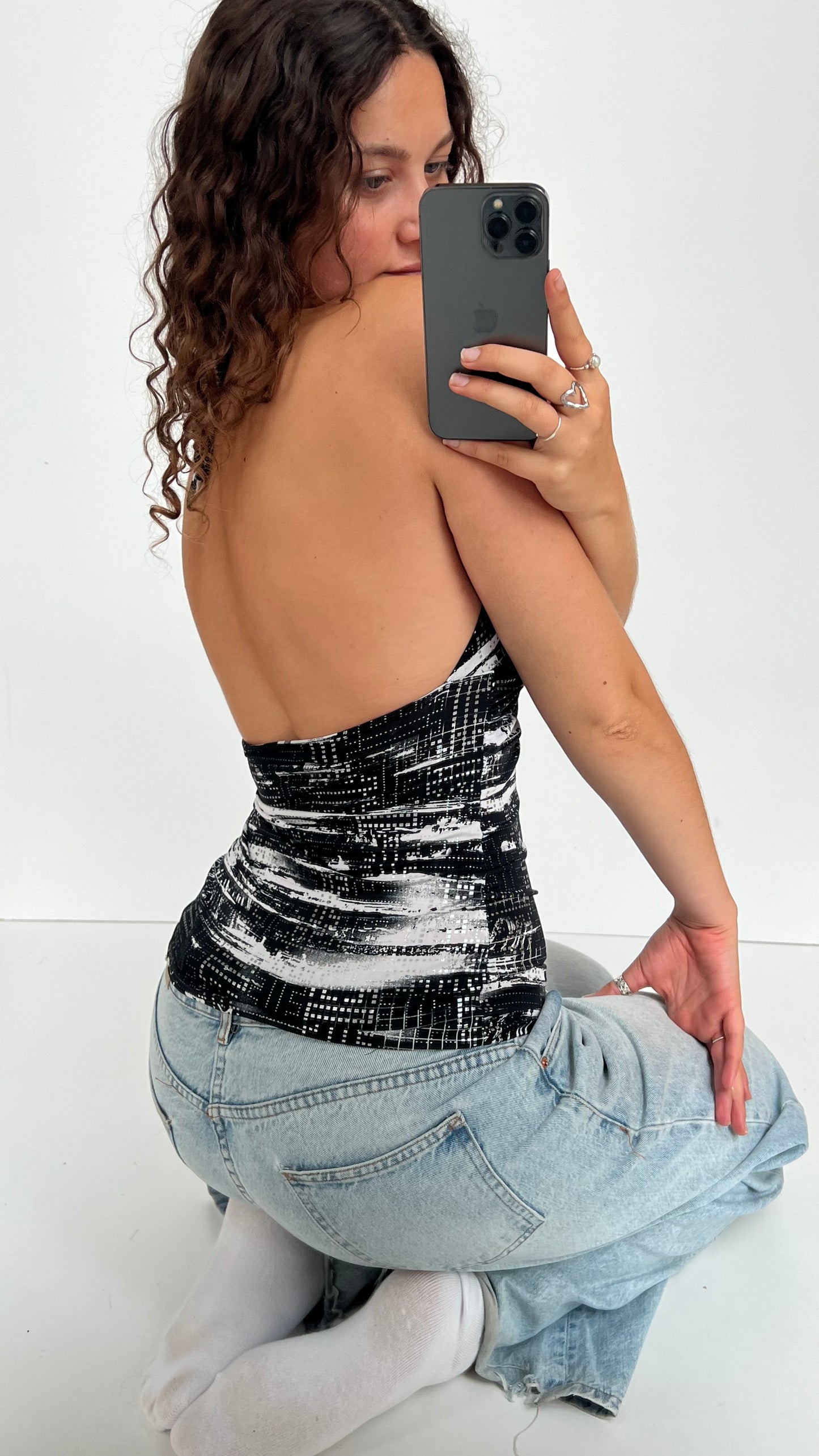 00s black diamanté cami- size M