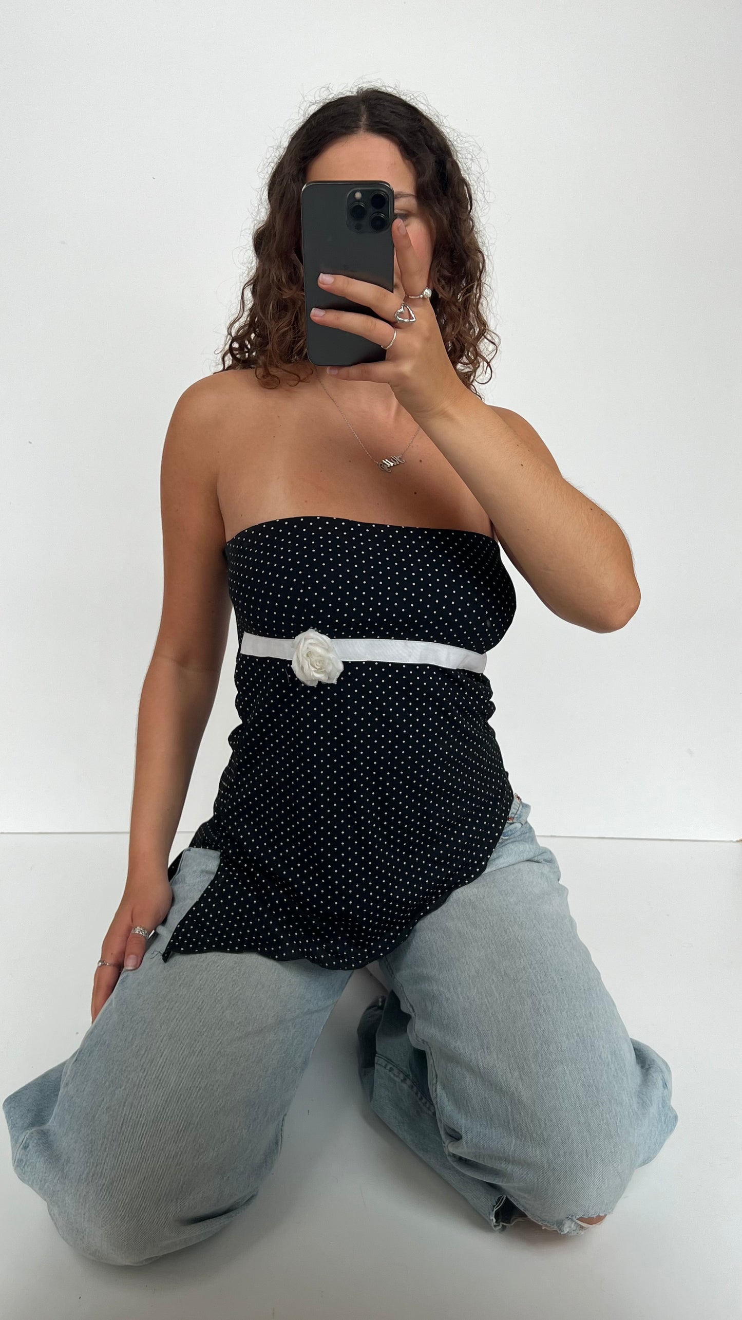 00s black polka dot cami- size L