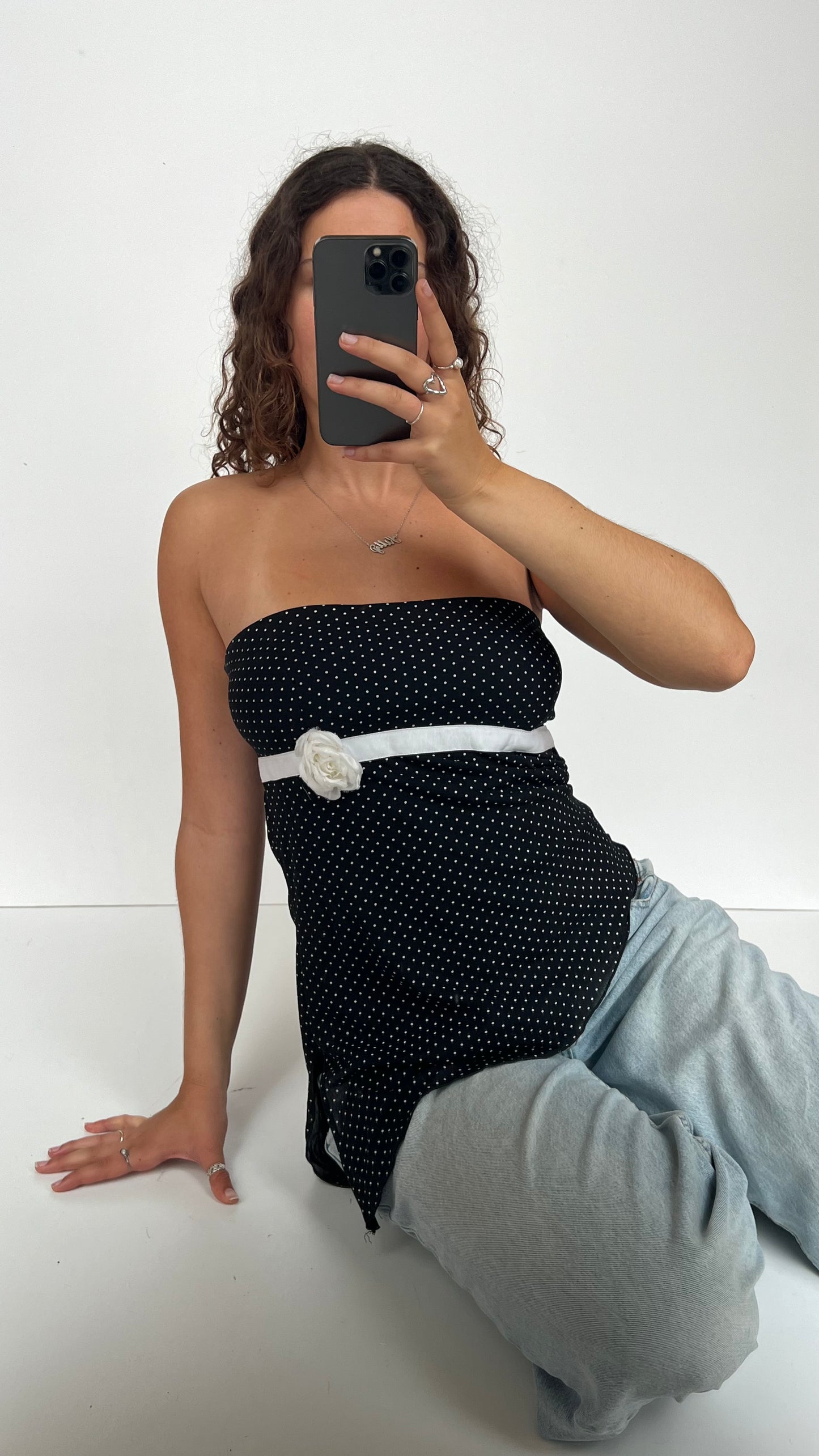 00s black polka dot cami- size L
