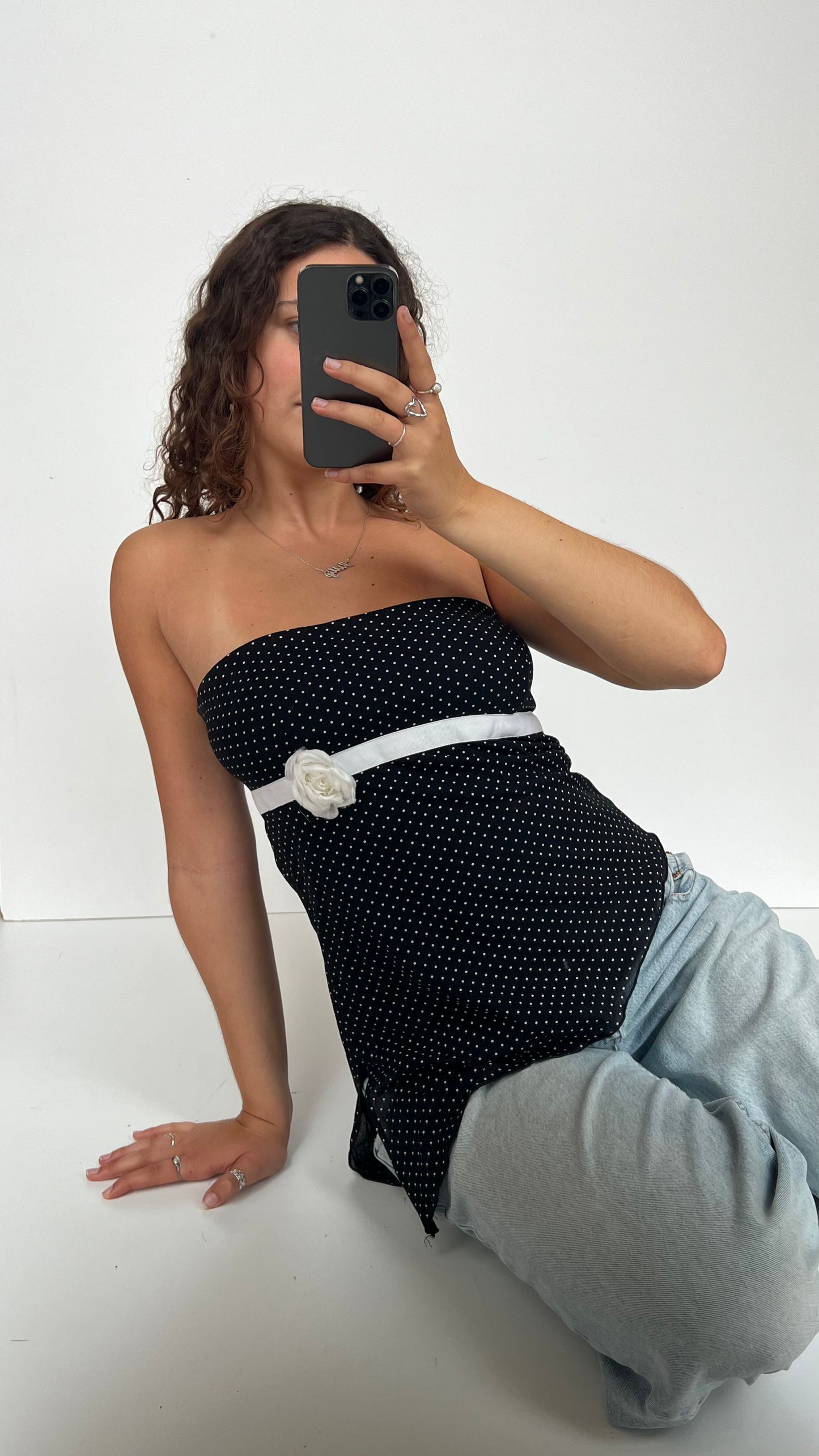 00s black polka dot cami- size L