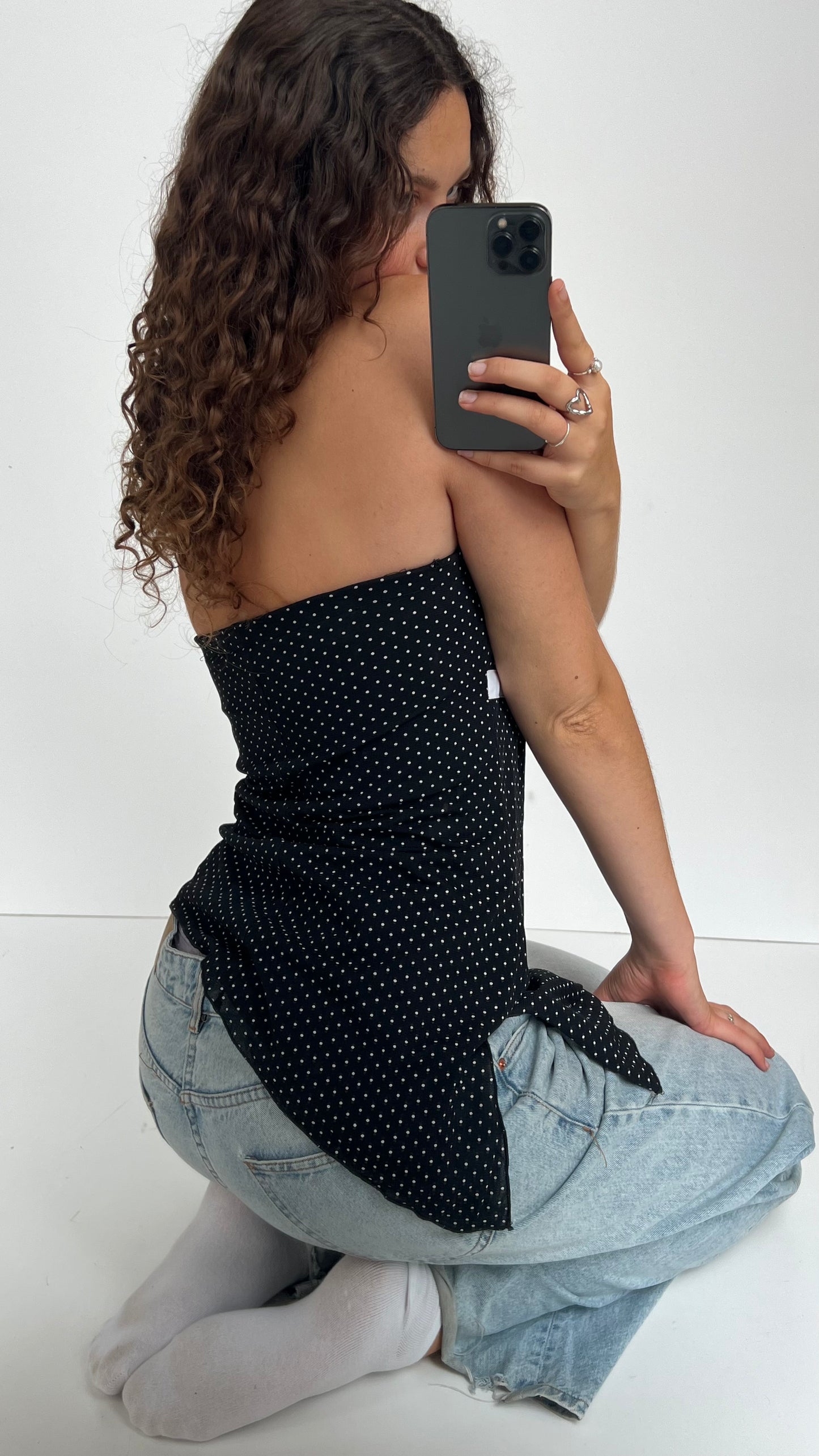 00s black polka dot cami- size L