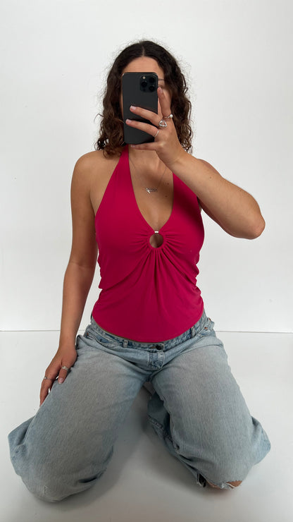 00s pink halter cami- size L