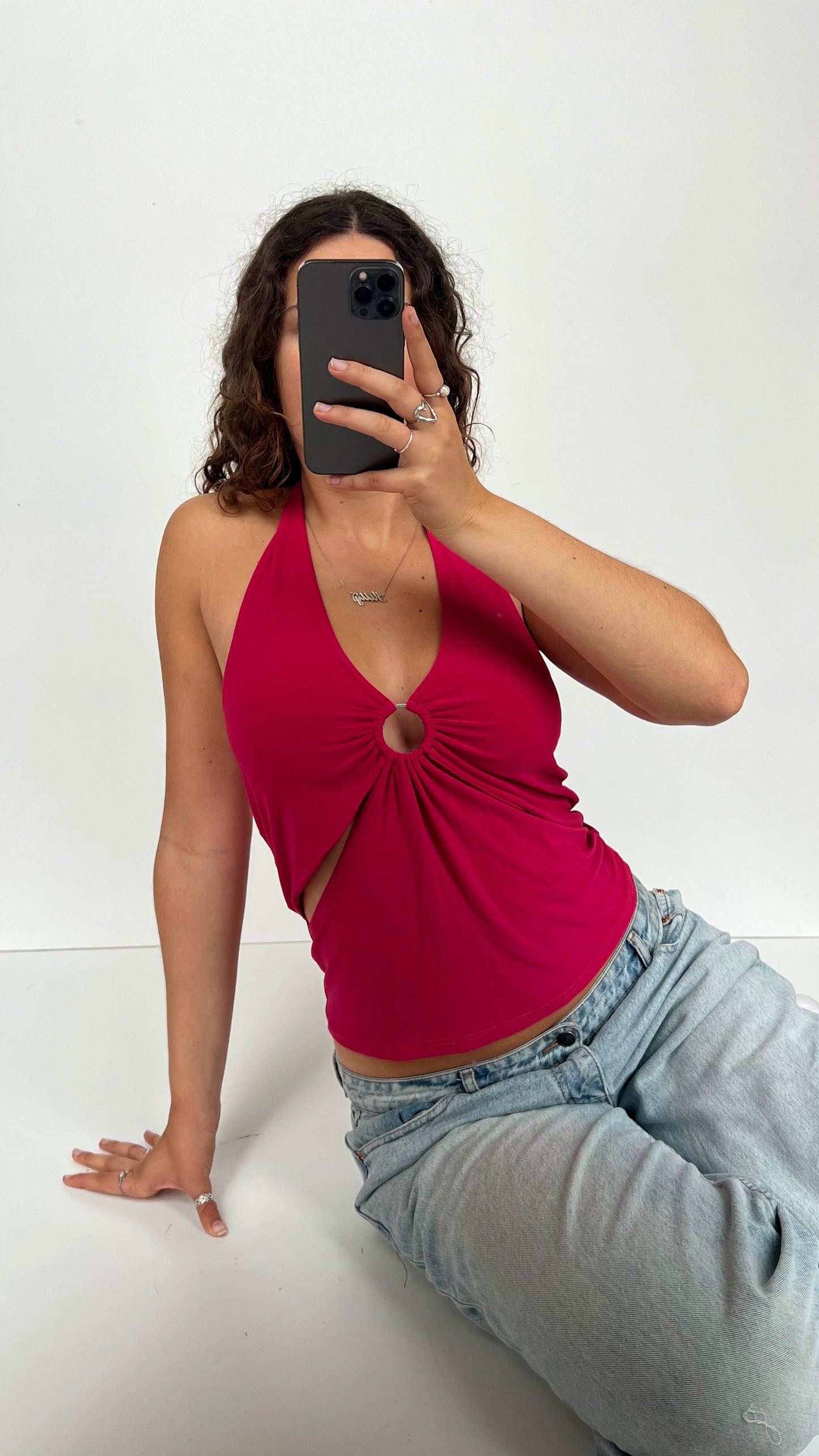 00s pink halter cami- size L