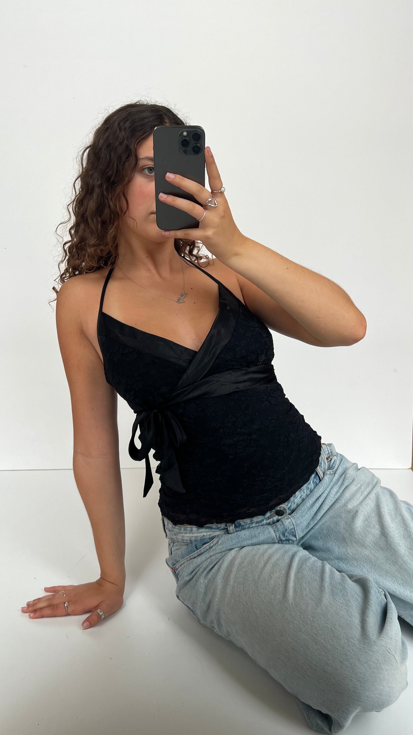 00s black lace cami- size L