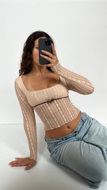 00s pink lace top- size S