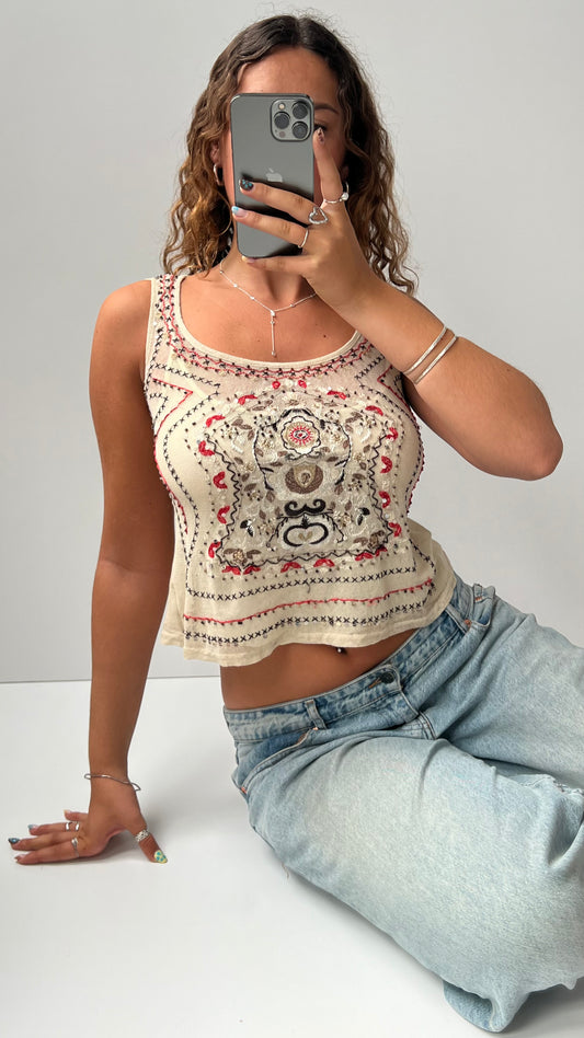 00s beige embroidered cami- size S