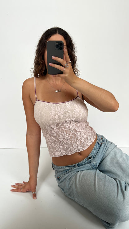 00s baby pink lace cami- size M
