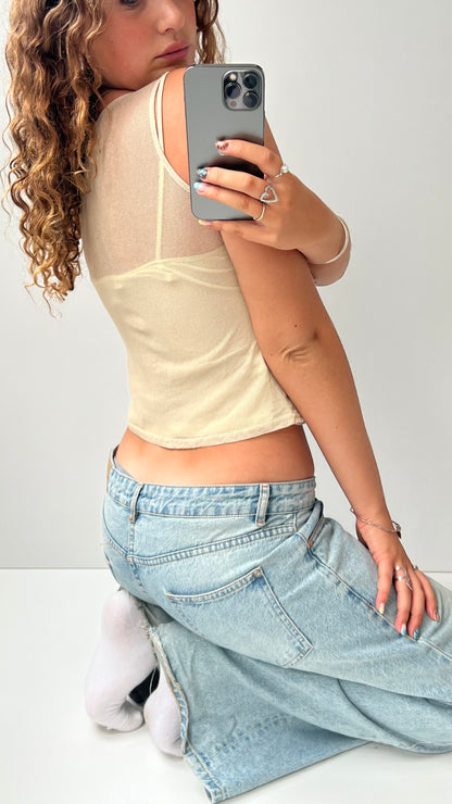 00s beige embroidered cami- size S