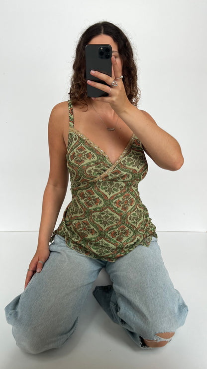 00s green mesh sequin cami- size XL