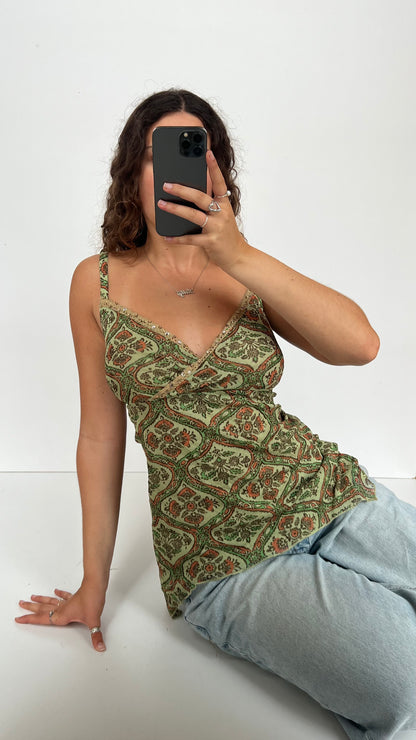 00s green mesh sequin cami- size XL