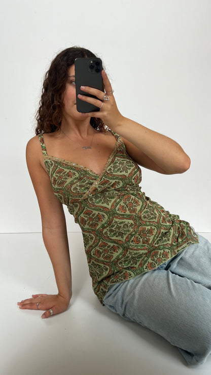 00s green mesh sequin cami- size XL