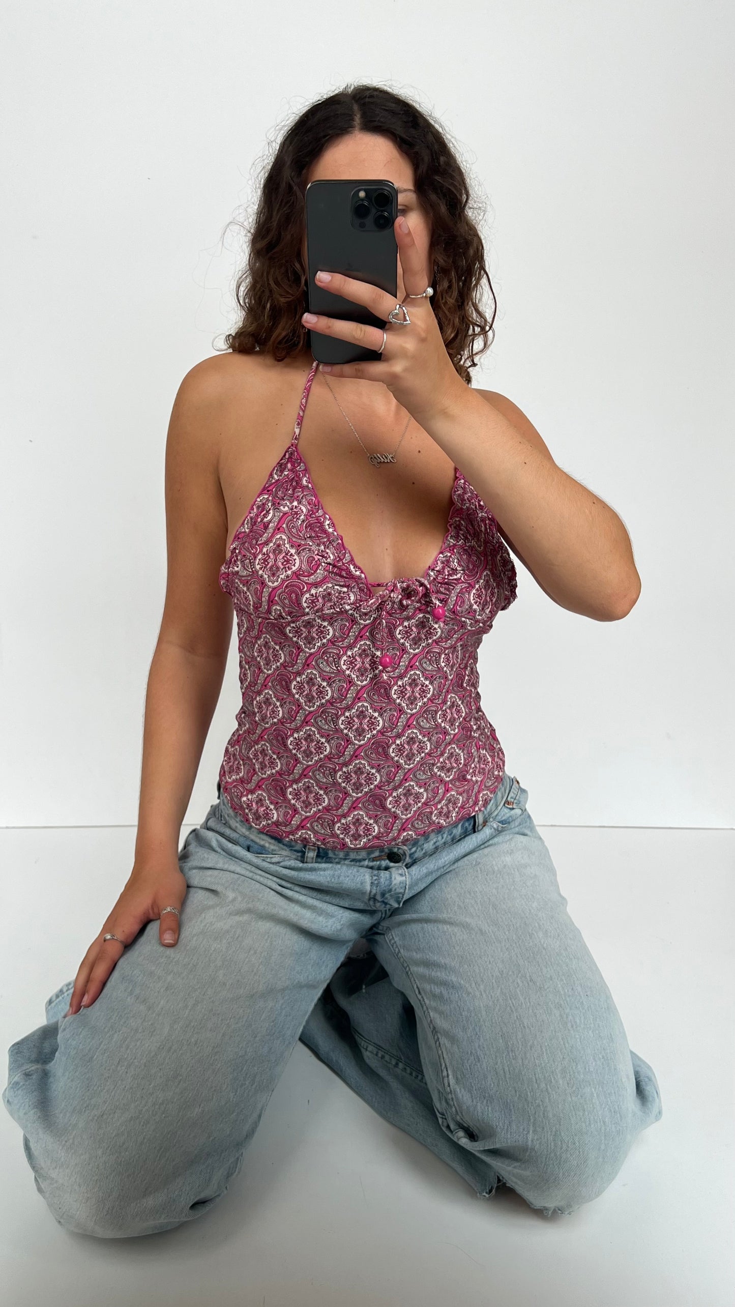 00s pink paisley cami- size XS
