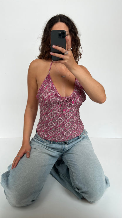 00s pink paisley cami- size XS