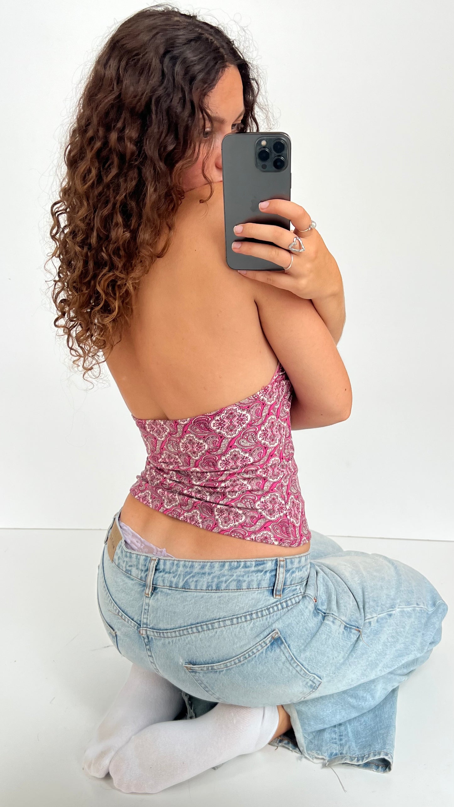 00s pink paisley cami- size XS