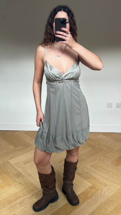 00s grey bubble midi dress- size M