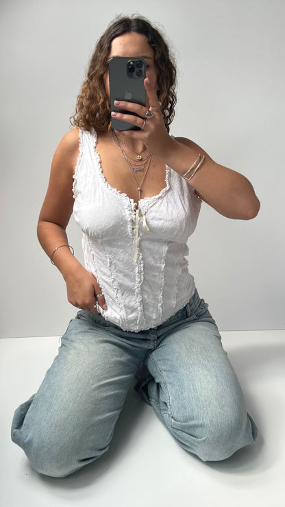 00s white lace milkmaid cami- size XL