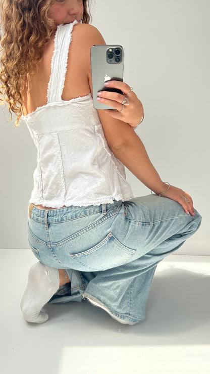 00s white lace milkmaid cami- size XL