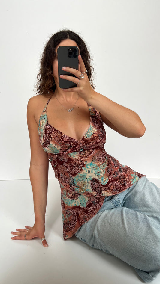 00s pink blue paisley cami- size XL