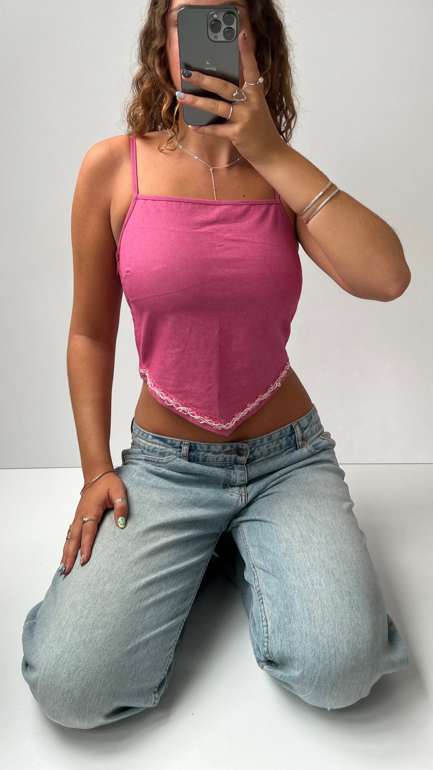00s pink hanky hem cami- size M