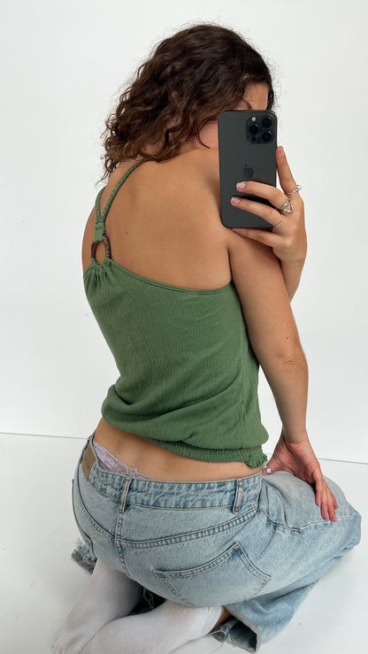 00s green crochet cami- size M
