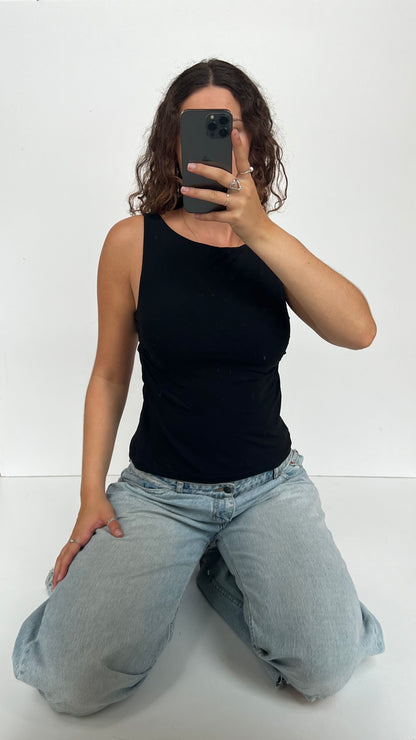 00s black backless cami- size M