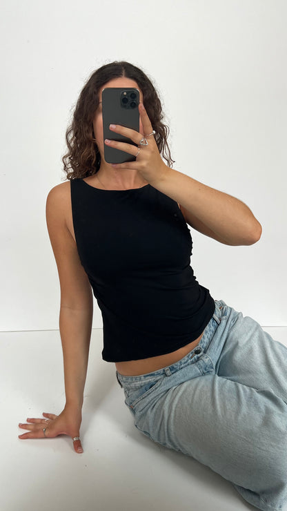 00s black backless cami- size M