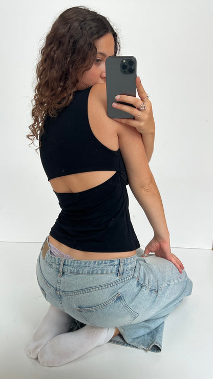 00s black backless cami- size M