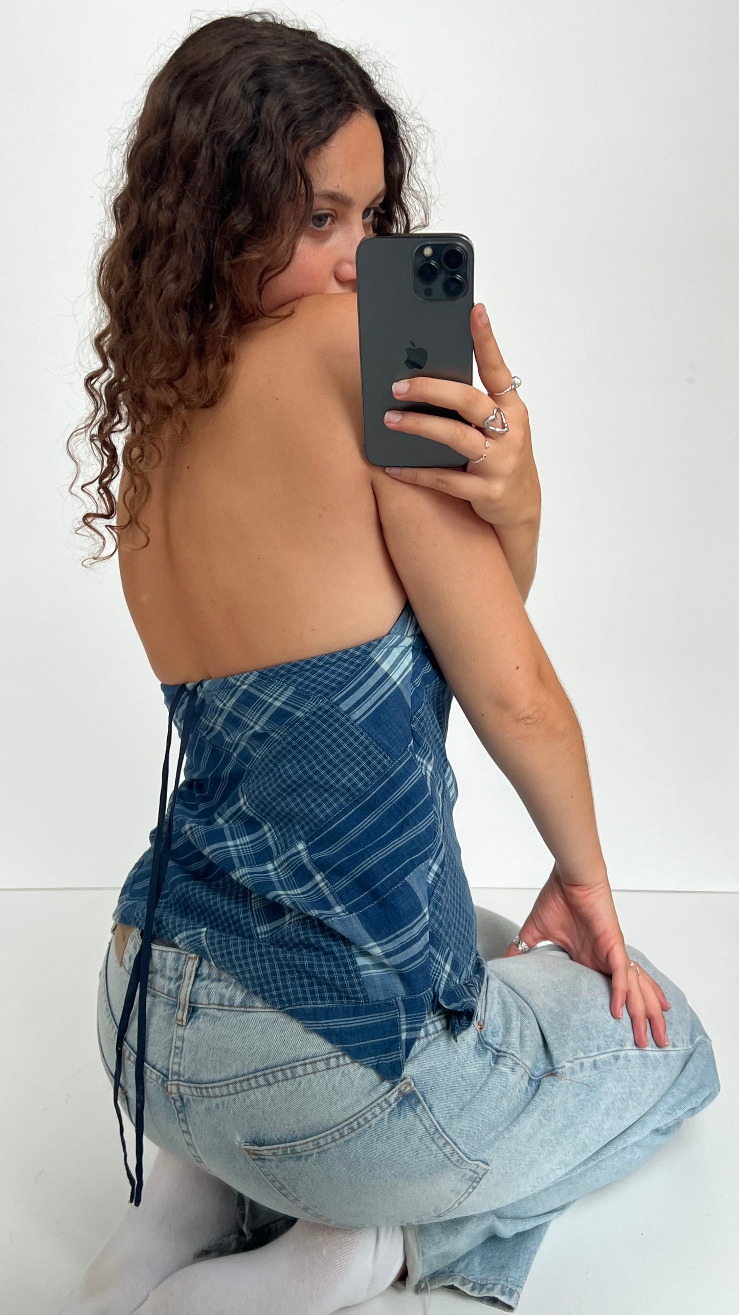 00s blue plaid cami- size XS