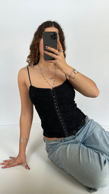 00s black lace corset cami- size M