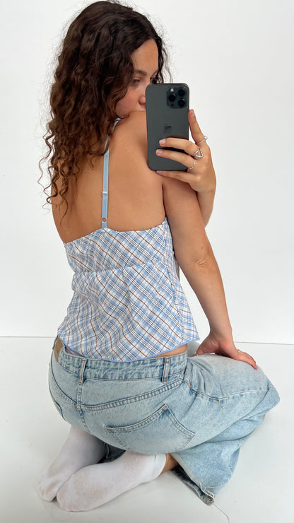 00s blue gingham cami- size S