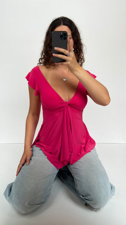 00s pink babydoll top- size M