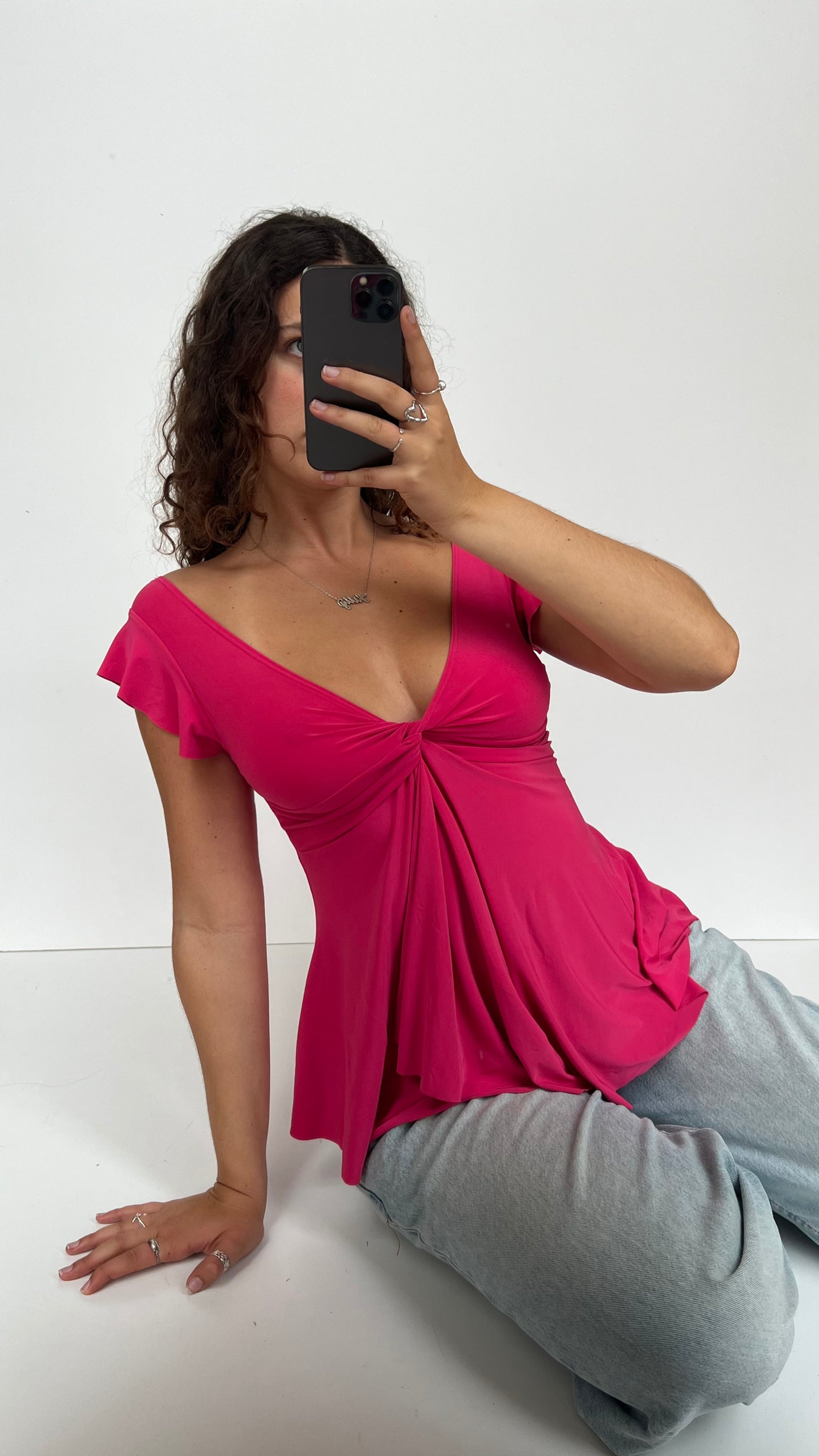 00s pink babydoll top- size M