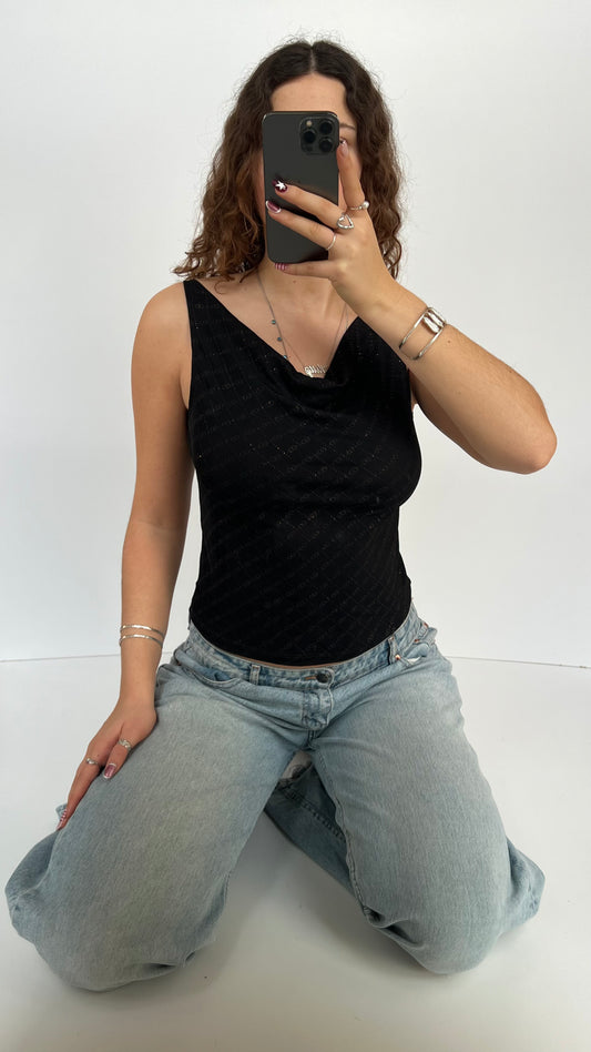 00s glitter cowl neck top- size S