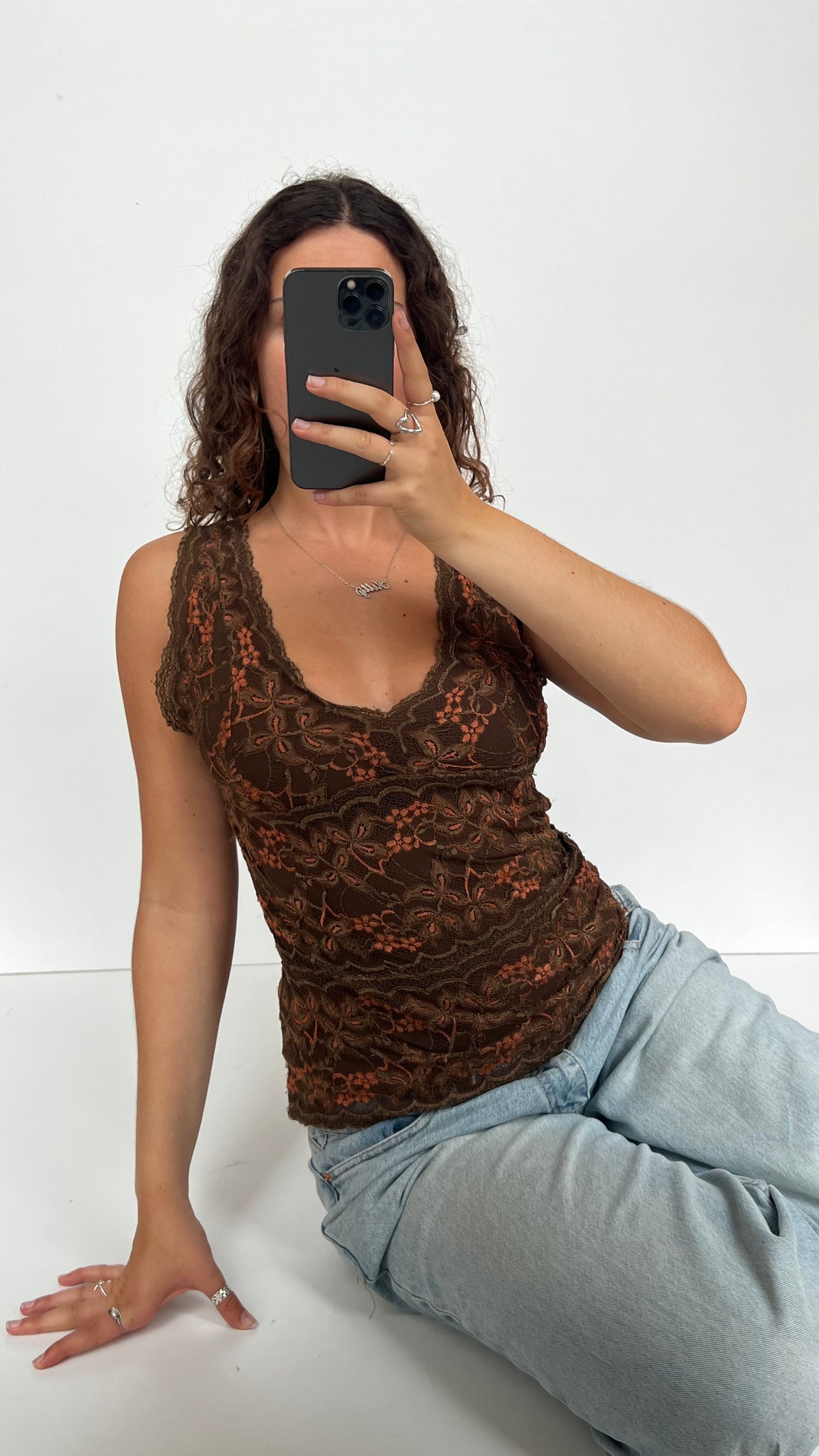 00s brown lace cami- size M