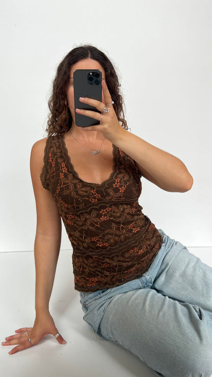 00s brown lace cami- size M