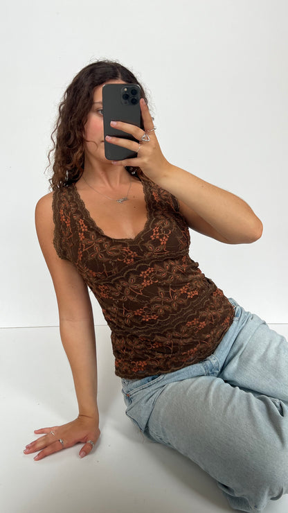 00s brown lace cami- size M