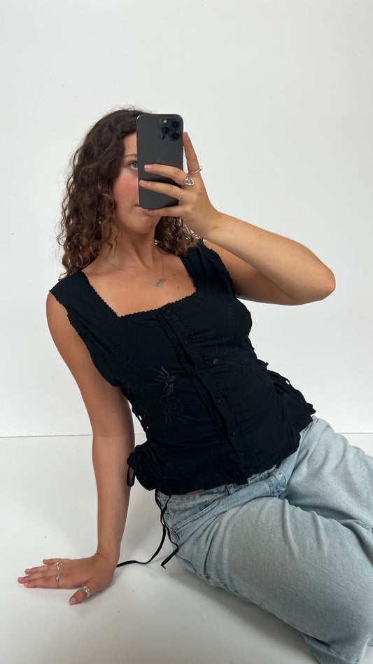 00s black embroidered top- size XL