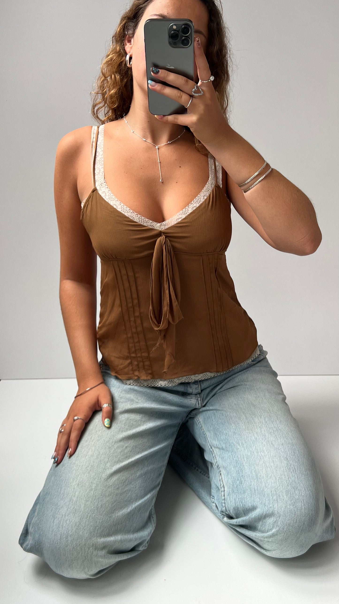 00s brown lace cami- size S