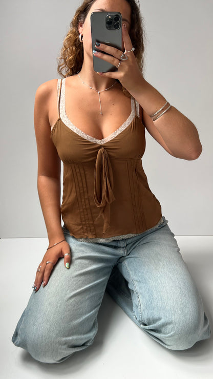 00s brown lace cami- size S