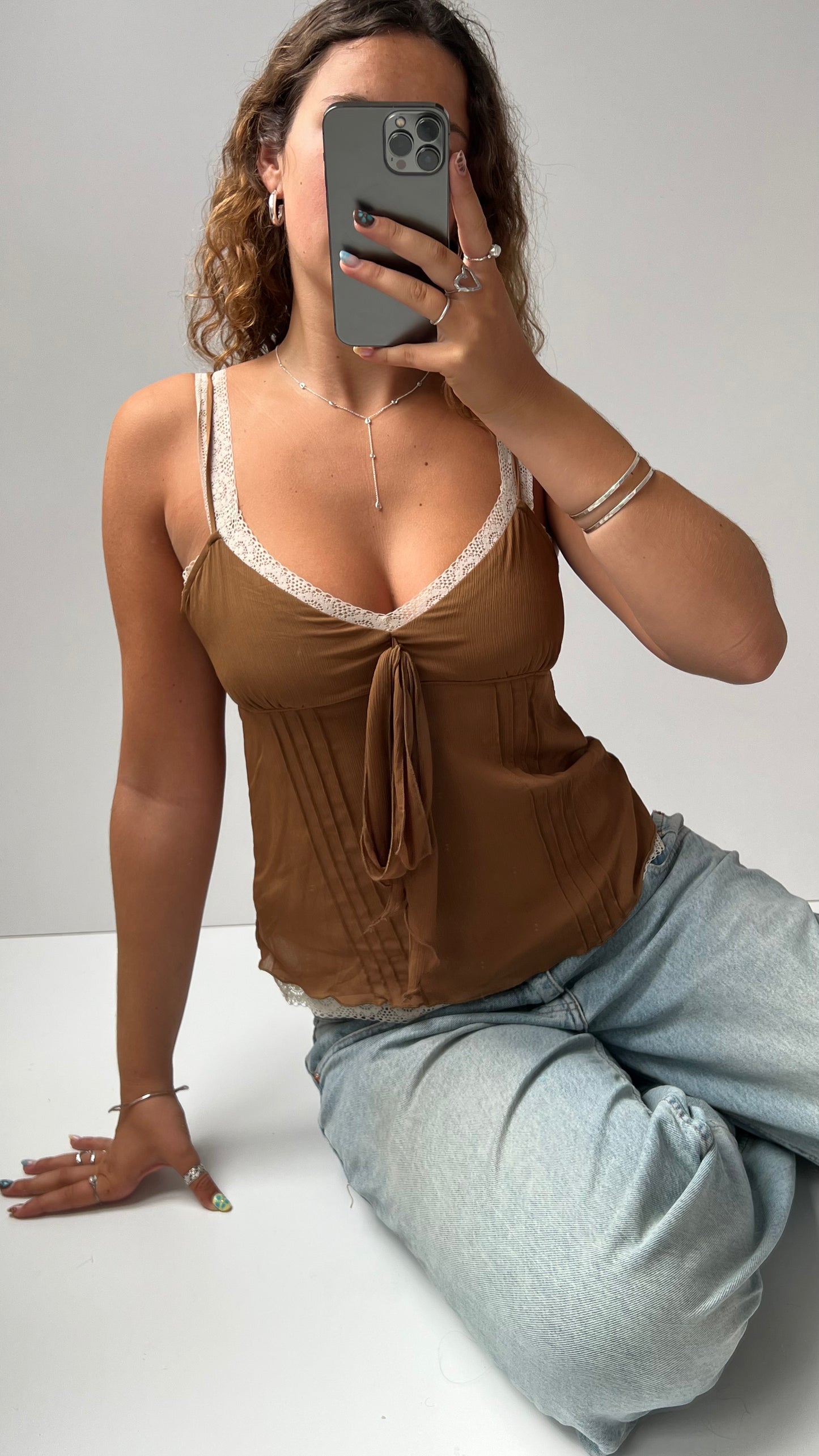 00s brown lace cami- size S
