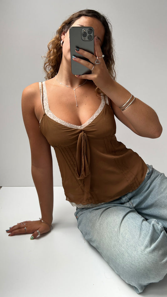00s brown lace cami- size S