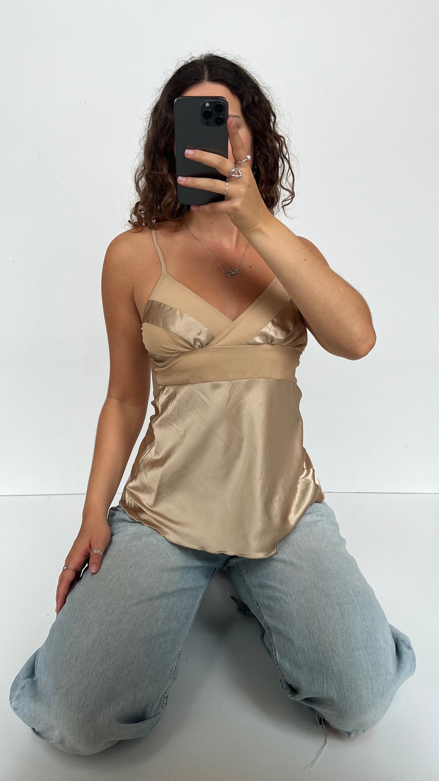 00s gold satin cami- size S
