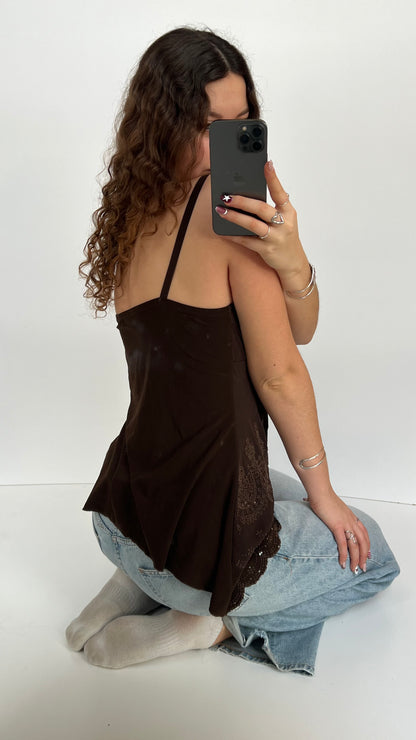 00s brown beaded cami- size XL