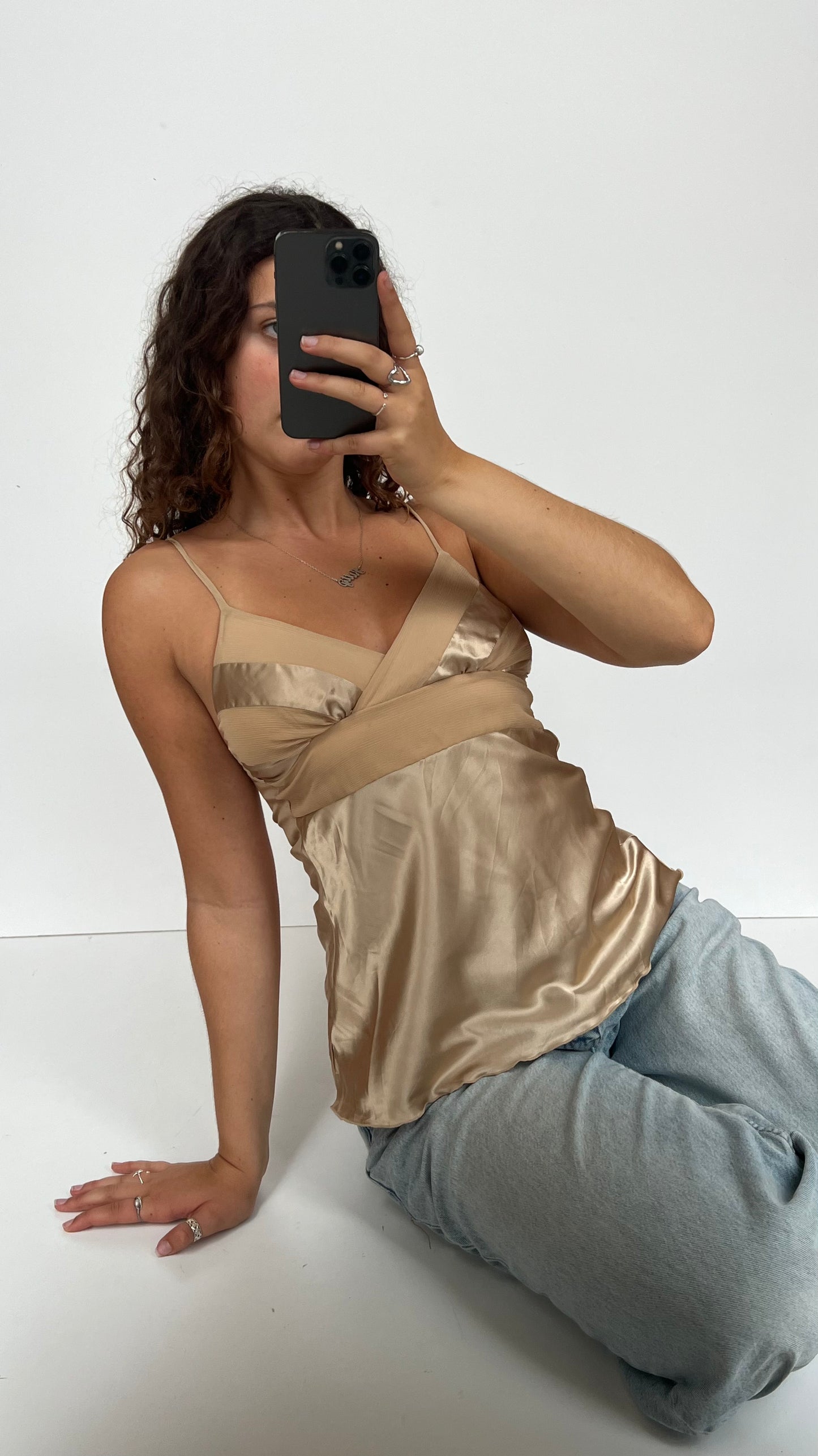 00s gold satin cami- size S