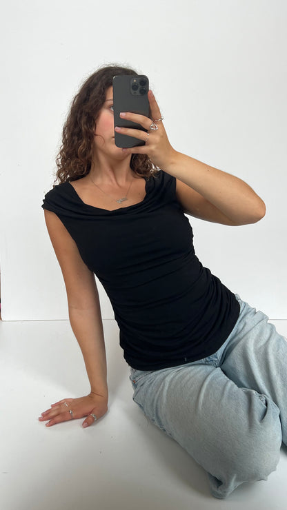 00s black backless top- size M