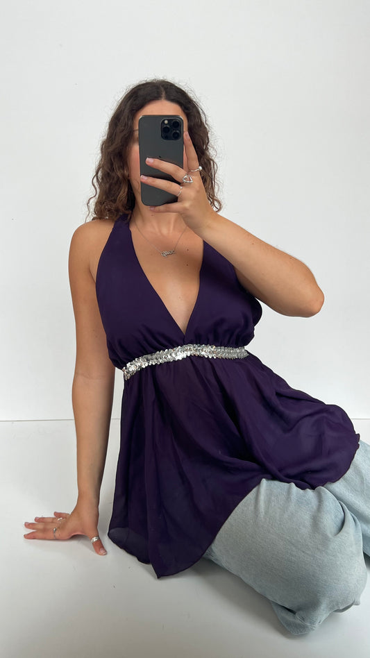 00s purple sequin cami- size M